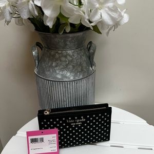 Kate Spade Spencer Metallic Dot small slim bifold wallet like new